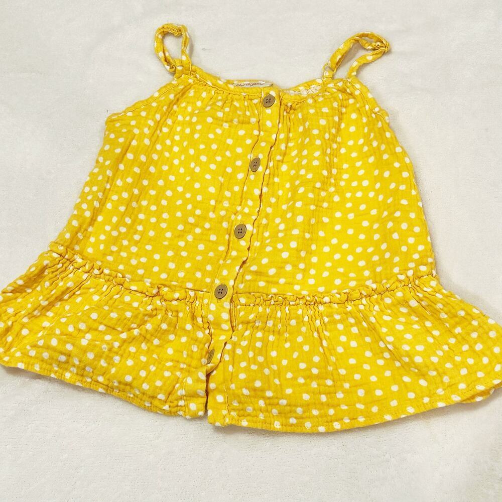 Cat & Jack Yellow Polka Dot Muslin Tank sz S (6/6x) Cat and Jack Skirted Tank